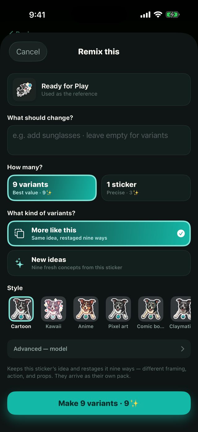 The Remix sheet: what to change, how many, and which kind of variants.